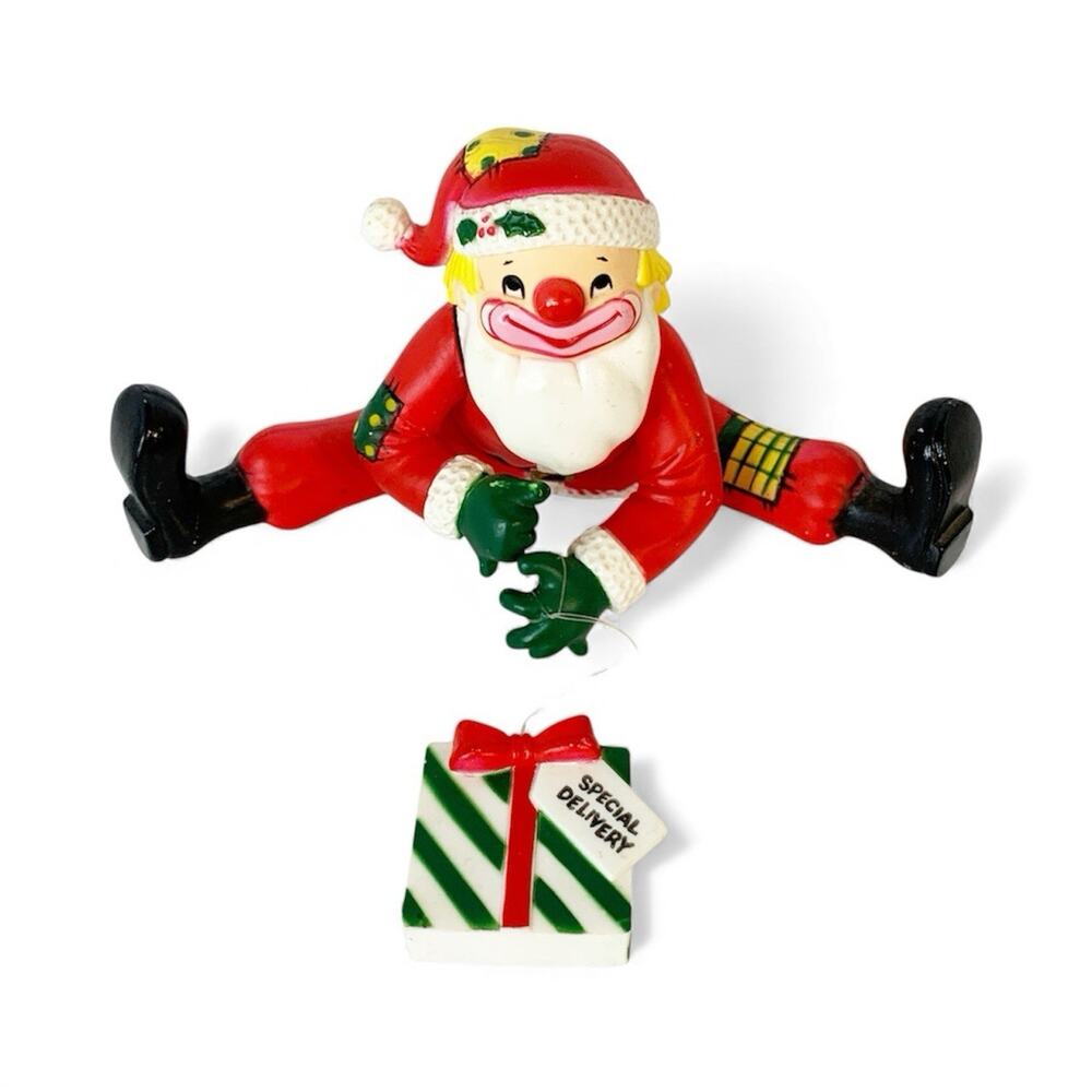 VTG Enesco Cute Clown Santa Claus Smile Christmas Holiday Shelf Sitter Figurine